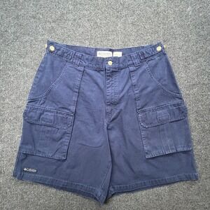 Columbia Cargo Shorts Navy Blue Mens 36 Vintage Cotton Canvas Gorpcore Utility
